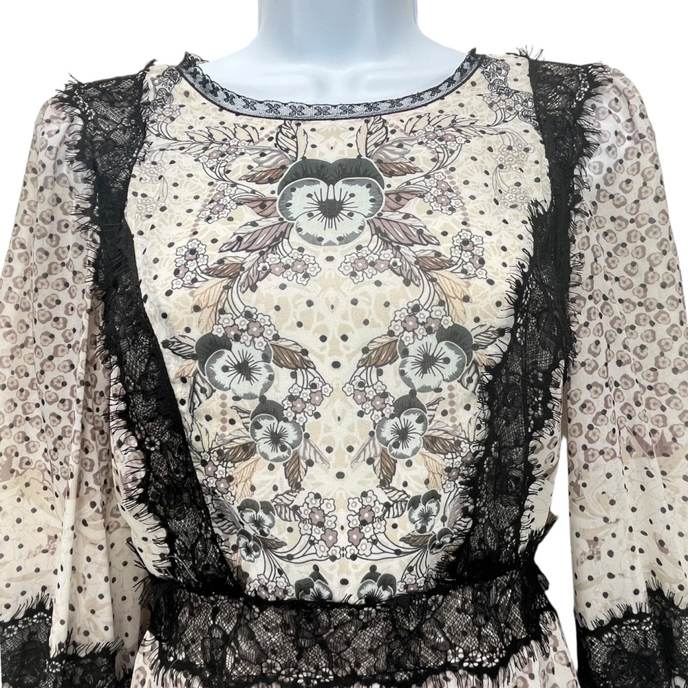 Chelsea &‎ Violet Small Boho Chiffon Lace Maxi Dress Long Sleeve Cottagecore - Picture 4 of 8